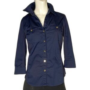 ANNE KLEIN Womens Blue Button Down Shirt Sz S EUC!